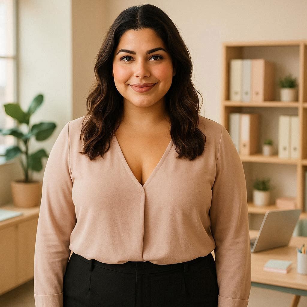 Vanessa en su espacio de trabajo